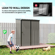 5' x 3' Outdoor Storage Shed, Steel Garden Shed with Single Lockable Door, Tool Storage Shed for Backyard, Grey