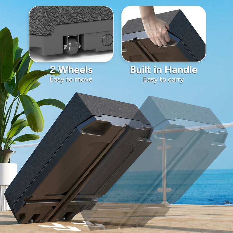 Outsunny - Umbrella Base Plastic Umbrella Stand for Cantilever Umbrella with Wheels, Heavy Duty Umbrella Stand, Water/Sand Filled, Black — 84D-279V00BK