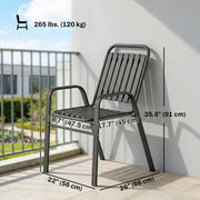 Outsunny - Stackable Outdoor Dining Chairs Set of 2, for Patio, Balcony, Deck, Garden, Black