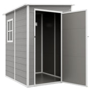 4x5 Lean to Garden Shed with Window Lockable for Garden Tool Storage Grey