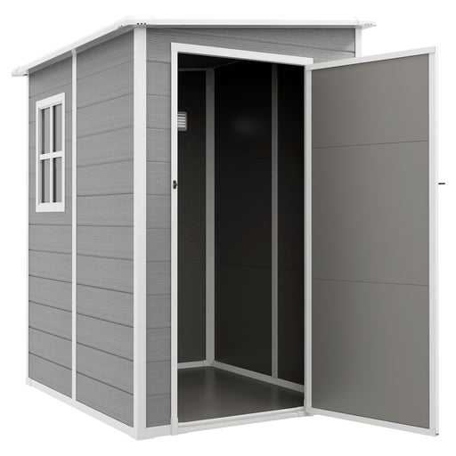 4x5 Lean to Garden Shed with Window Lockable for Garden Tool Storage Grey