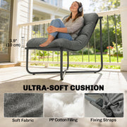 Outsunny - Outdoor Patio Chair, Comfy Sling Lounge Chair with Cushion, Breathable Wide Seat, Steel Frame, Dark Grey