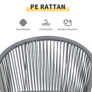 Outsunny - 3-Piece Rattan Bistro Set, Garden Seating Group with 2 Armchairs and Coffee Table, Balcony Furniture Set, Grey