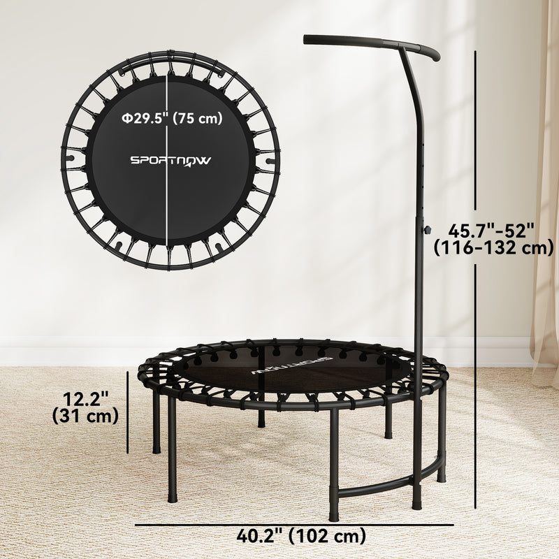 Soozier 40" Rebounder Trampoline ,Mini Trampoline Indoor with Adjustable Handle, Quiet and Safe Bungee Rebounder,Black