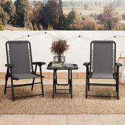 Outsunny - 3 Pieces Patio Bistro Set, Outdoor Folding Table and Chairs Set, Metal Patio Furniture Set with Cup Holders