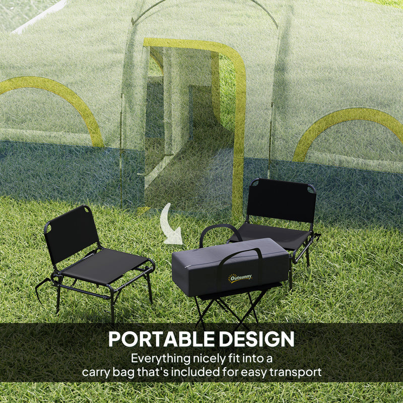 Outsunny - 4 Person Camping Tent, 3 Room Cabin Tent, 3000mm Waterproof and UPF30+ with Sewn in Groundsheet and Carry Bag, Blue