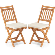 Costway - Patio Folding Chairs Set of 2 with Soft Seat Cushion-B