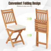 Costway - Patio Folding Chairs Set of 2 with Soft Seat Cushion-B