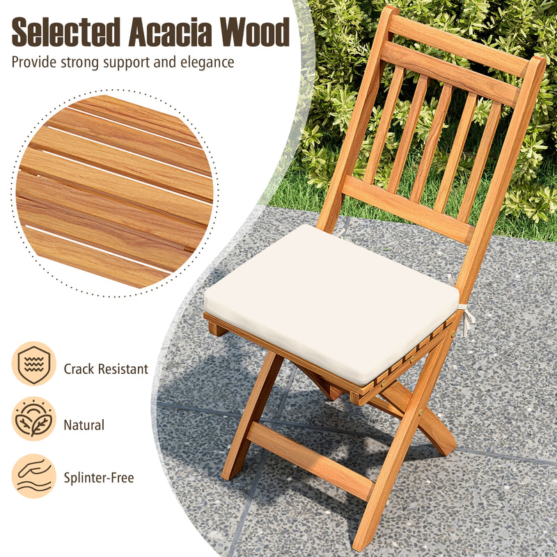 Costway - Patio Folding Chairs Set of 2 with Soft Seat Cushion-B
