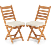 Costway - Patio Folding Chairs Set of 2 with Soft Seat Cushion-A