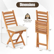 Costway - Patio Folding Chairs Set of 2 with Soft Seat Cushion-A