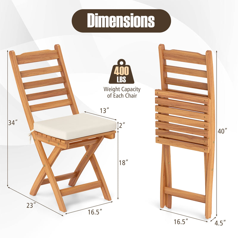 Costway - Patio Folding Chairs Set of 2 with Soft Seat Cushion-A