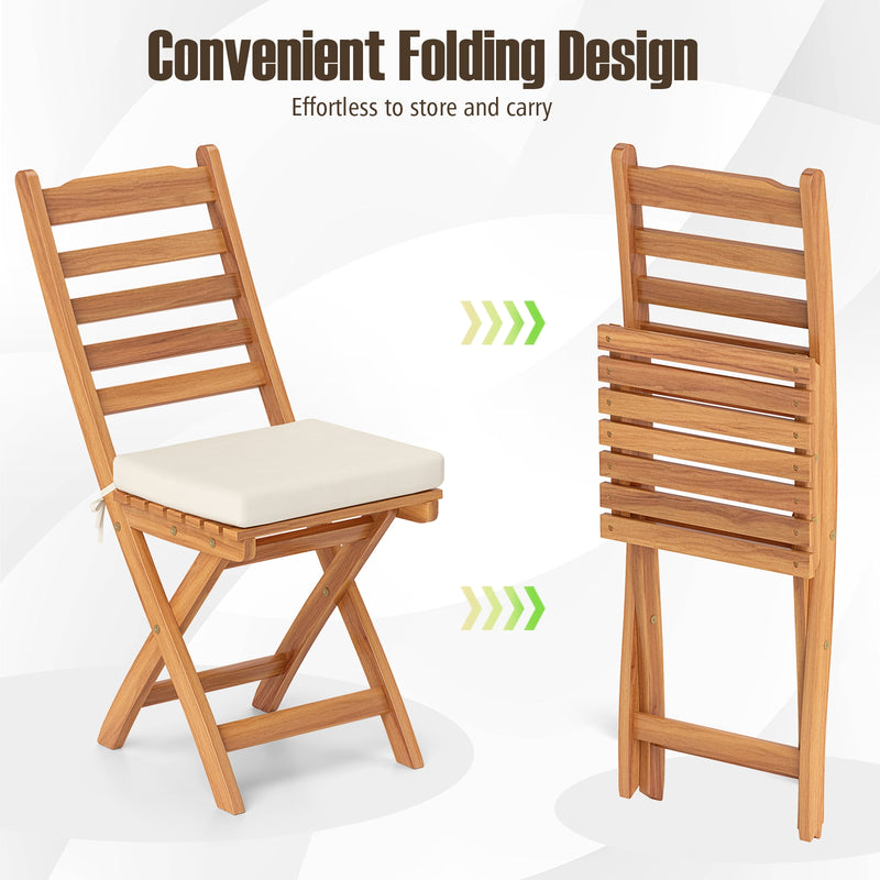 Costway - Patio Folding Chairs Set of 2 with Soft Seat Cushion-A