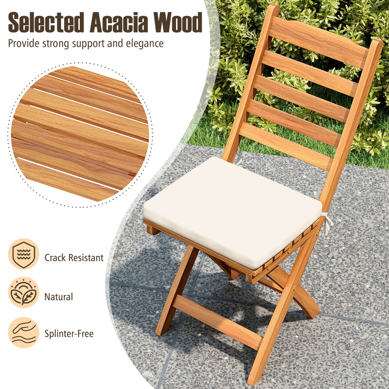 Costway - Patio Folding Chairs Set of 2 with Soft Seat Cushion-A