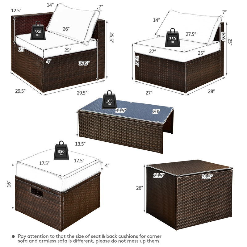 Costway - 8-Piece Outdoor Wicker Furniture Set with Storage Box