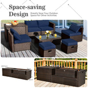 Costway - 8-Piece Outdoor Wicker Furniture Set with Storage Box