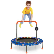 Costway - 36 Inch Mini Trampoline with Colorful LED Lights and Bluetooth Speaker-Blue