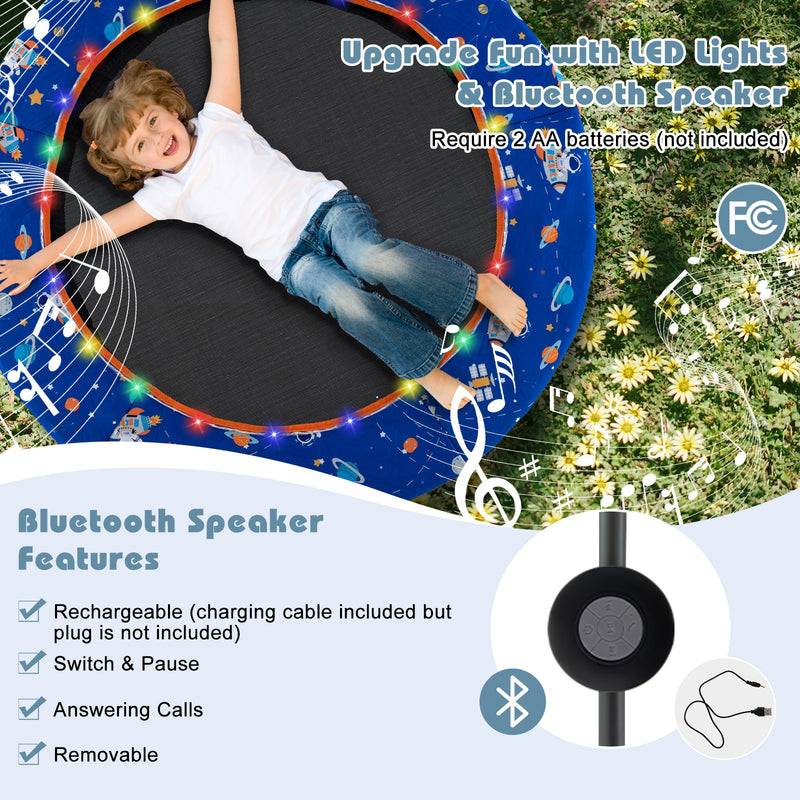 Costway - 36 Inch Mini Trampoline with Colorful LED Lights and Bluetooth Speaker-Blue