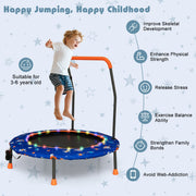 Costway - 36 Inch Mini Trampoline with Colorful LED Lights and Bluetooth Speaker-Blue