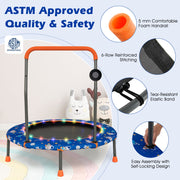Costway - 36 Inch Mini Trampoline with Colorful LED Lights and Bluetooth Speaker-Blue