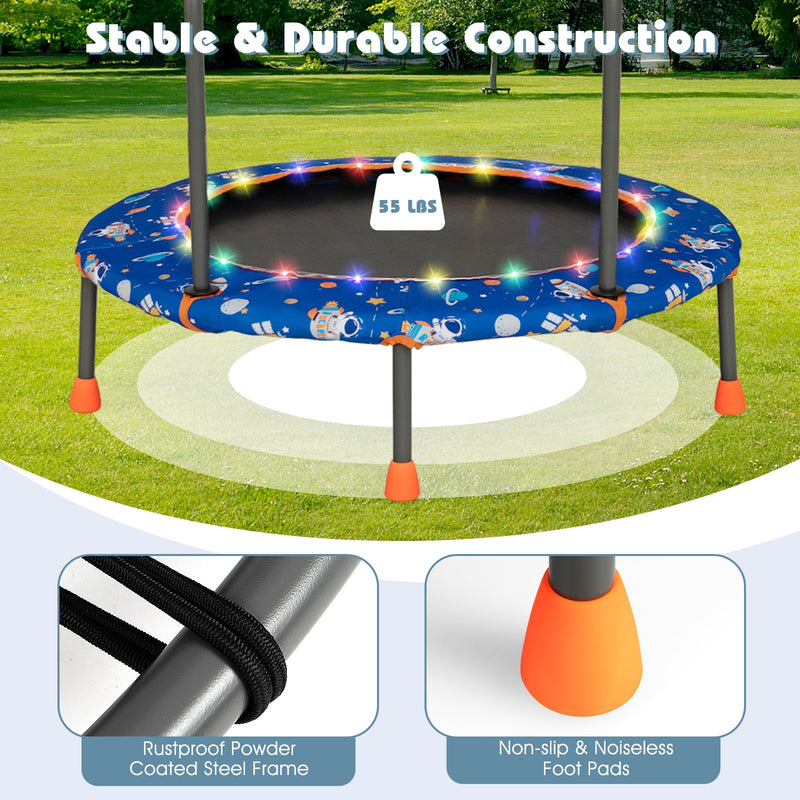 Costway - 36 Inch Mini Trampoline with Colorful LED Lights and Bluetooth Speaker-Blue