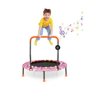 Costway - 36 Inch Mini Trampoline with Colorful LED Lights and Bluetooth Speaker-Pink
