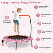 Costway - 36 Inch Mini Trampoline with Colorful LED Lights and Bluetooth Speaker-Pink