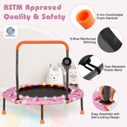 Costway - 36 Inch Mini Trampoline with Colorful LED Lights and Bluetooth Speaker-Pink
