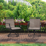 Costway - Patio Swivel Dining Chairs Set of 2 with Heavy-duty Metal Frame and Armrests-Brown