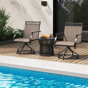 Costway - Patio Swivel Dining Chairs Set of 2 with Heavy-duty Metal Frame and Armrests-Brown