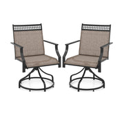 Costway - Patio Swivel Dining Chairs Set of 2 with Heavy-duty Metal Frame and Armrests-Brown