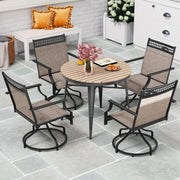 Costway - Patio Swivel Dining Chairs Set of 2 with Heavy-duty Metal Frame and Armrests-Brown