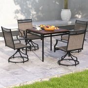 Costway - Patio Swivel Dining Chairs Set of 2 with Heavy-duty Metal Frame and Armrests-Brown