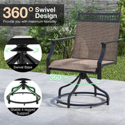 Costway - Patio Swivel Dining Chairs Set of 2 with Heavy-duty Metal Frame and Armrests-Brown