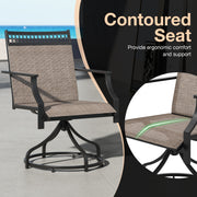Costway - Patio Swivel Dining Chairs Set of 2 with Heavy-duty Metal Frame and Armrests-Brown
