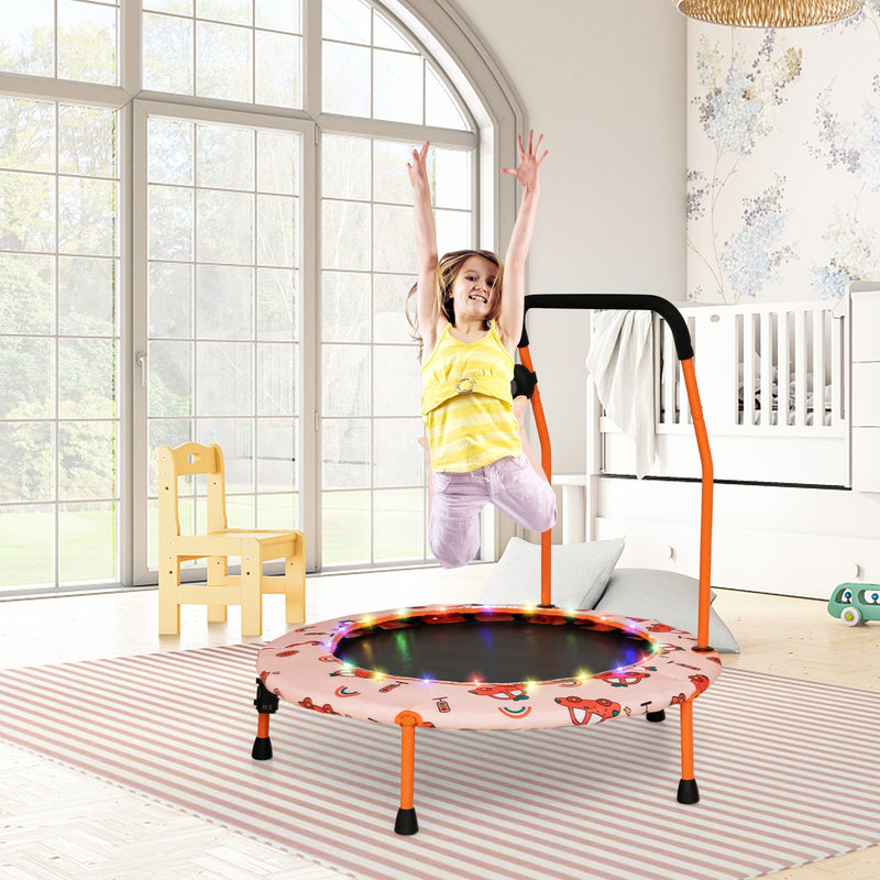 Costway - 36 Inch Mini Trampoline with Colorful LED Lights and Bluetooth Speaker-Orange