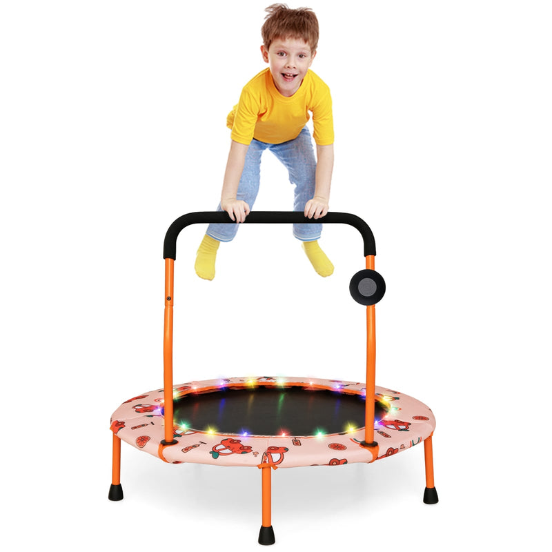 Costway - 36 Inch Mini Trampoline with Colorful LED Lights and Bluetooth Speaker-Orange