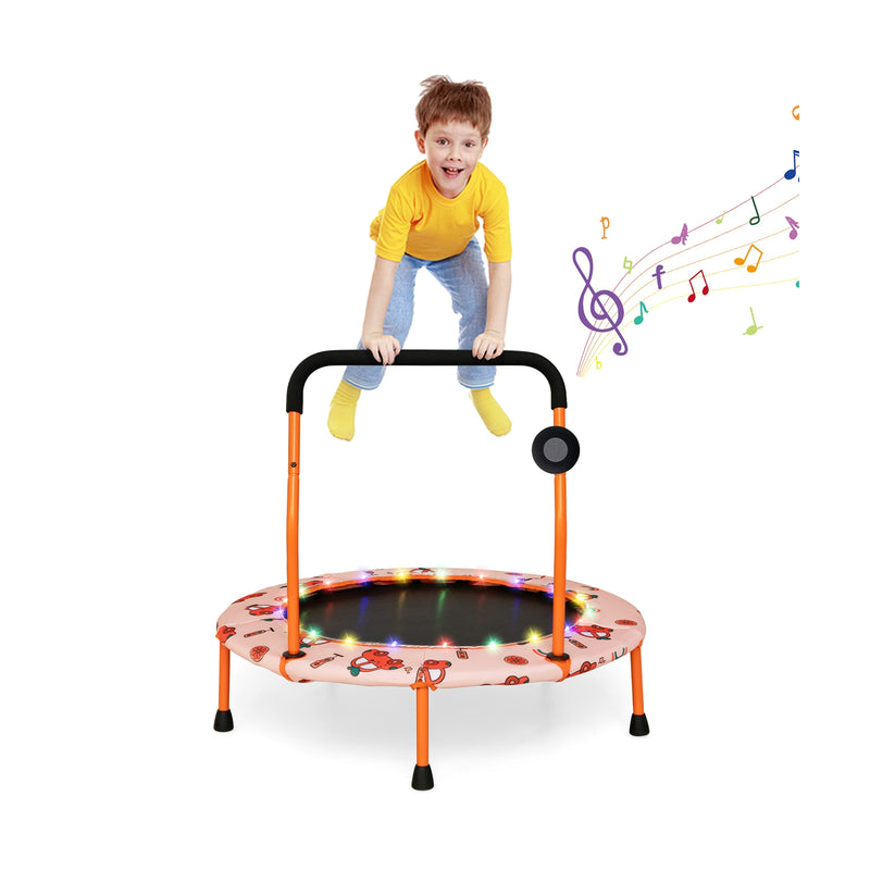 Costway - 36 Inch Mini Trampoline with Colorful LED Lights and Bluetooth Speaker-Orange