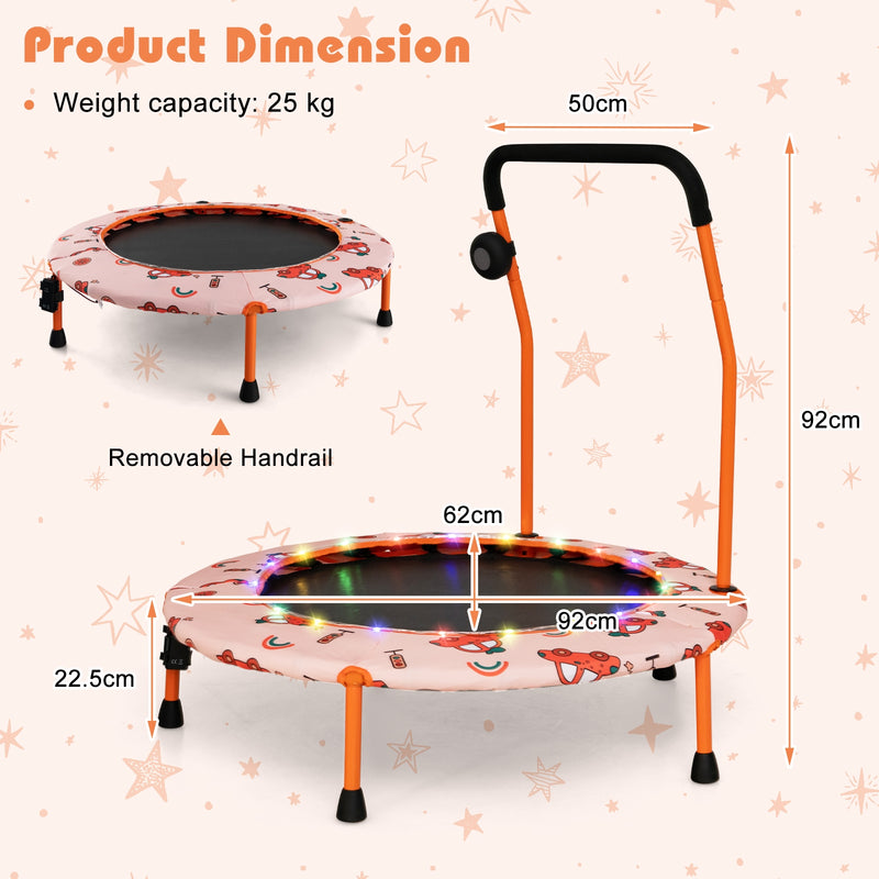 Costway - 36 Inch Mini Trampoline with Colorful LED Lights and Bluetooth Speaker-Orange
