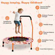 Costway - 36 Inch Mini Trampoline with Colorful LED Lights and Bluetooth Speaker-Orange