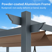 Costway - 10 x 12 Feet Outdoor Aluminum Retractable Pergola Canopy Shelter Grape Trellis-Coffee