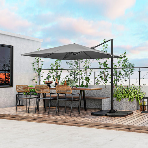 Costway - 9.5 Feet Square Patio Cantilever Umbrella with 360° Rotation-Gray