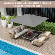 Costway - 9.5 Feet Square Patio Cantilever Umbrella with 360° Rotation-Gray