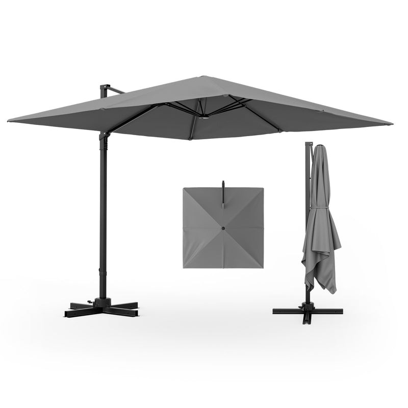 Costway - 9.5 Feet Square Patio Cantilever Umbrella with 360° Rotation-Gray