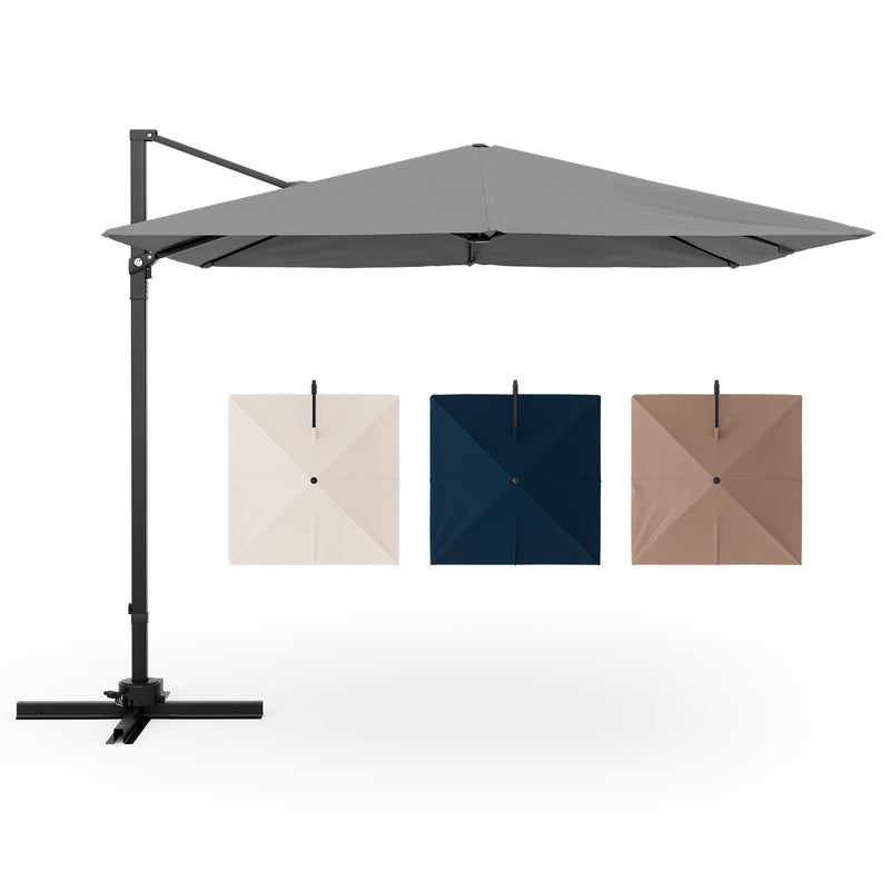 Costway - 9.5 Feet Square Patio Cantilever Umbrella with 360° Rotation-Gray