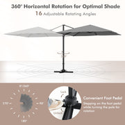Costway - 9.5 Feet Square Patio Cantilever Umbrella with 360° Rotation-Gray