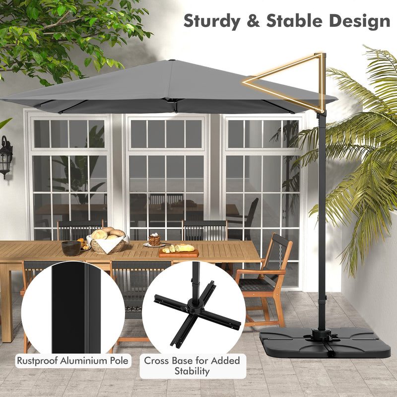 Costway - 9.5 Feet Square Patio Cantilever Umbrella with 360° Rotation-Gray