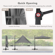 Costway - 9.5 Feet Square Patio Cantilever Umbrella with 360° Rotation-Gray
