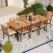 Costway - Acacia Wood Outdoor Furniture Set 9 Pieces Patio Dining Set with 8 Chairs