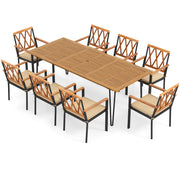 Costway - Acacia Wood Outdoor Furniture Set 9 Pieces Patio Dining Set with 8 Chairs
